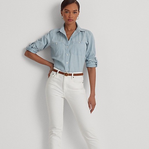 Ralph Lauren Light Wash Chambray Shirt - Picture 1 of 5